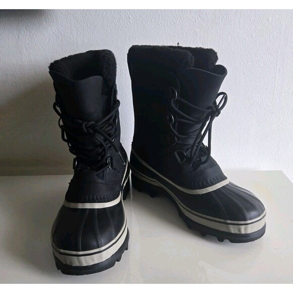 Sorel Caribou Men\'s Black Dark Stone Kaufman Faux Fur Waterproof Boots Size 9 main image 4